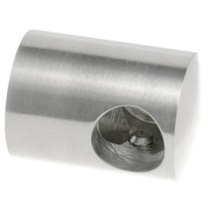 PSG vänster ändfattning för balustrad till stång ø 16 mm – AISI 304 satin, montering till plan yta