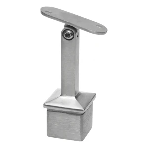 PSG platt räckestöd med led limmat till stolpe 40x40 mm AISI 304 satinerad