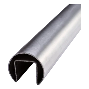 Påläggningshandtag för glas Ø 42,4 mm AISI 304 satinfinish – helglasräcke, L=2500 mm