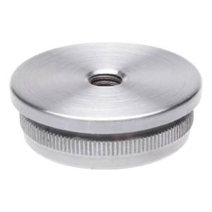 Pressad konvex avslutningsplugg för rör 42,4 mm med gänga M8 – rostfritt stål satin