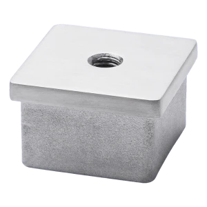 Flat inslätt ändkåpa för profil 40x40 mm med M8-gänga, AISI 304 satäng