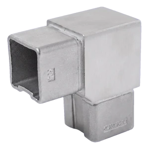 90° vinkel för balustradprofil 40x40 mm – rostfritt stål AISI304, satinfinish