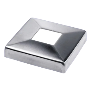Kvadratisk täckrosett 108×108 mm för räckeprofil 40×40 – rostfritt stål AISI 316 satinerad