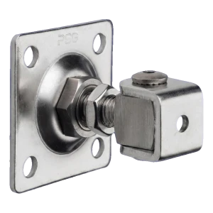 PSG justerbart grindgångjärn M16 AISI304 med sköld 80×80 mm – råfinish